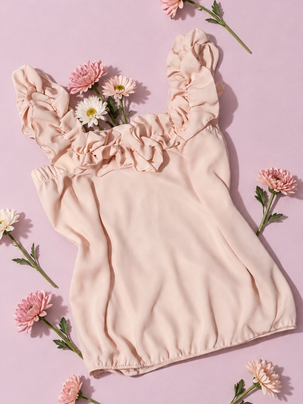 Soft Ruffle Strap Women's Cami in Blush Pink